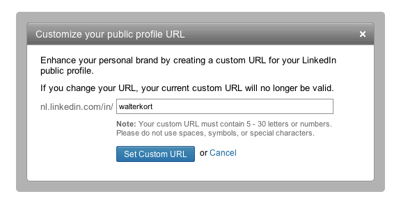Aanpassen URL Public Profile Linkedin van Walter Kort Aanpassen URL Public Profile Linkedin Walter Kort Leer naar jezelf verwijzen met Vanity URLs
