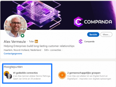 LinkedIn profielpagina Alex Vermeule