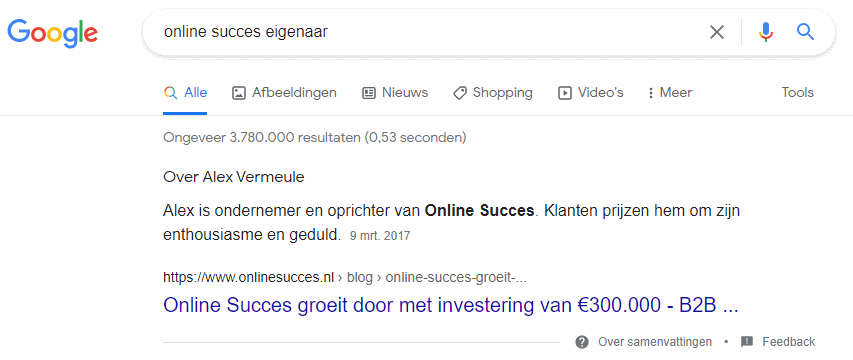 Online Succes eigenaar Alex Vermeule